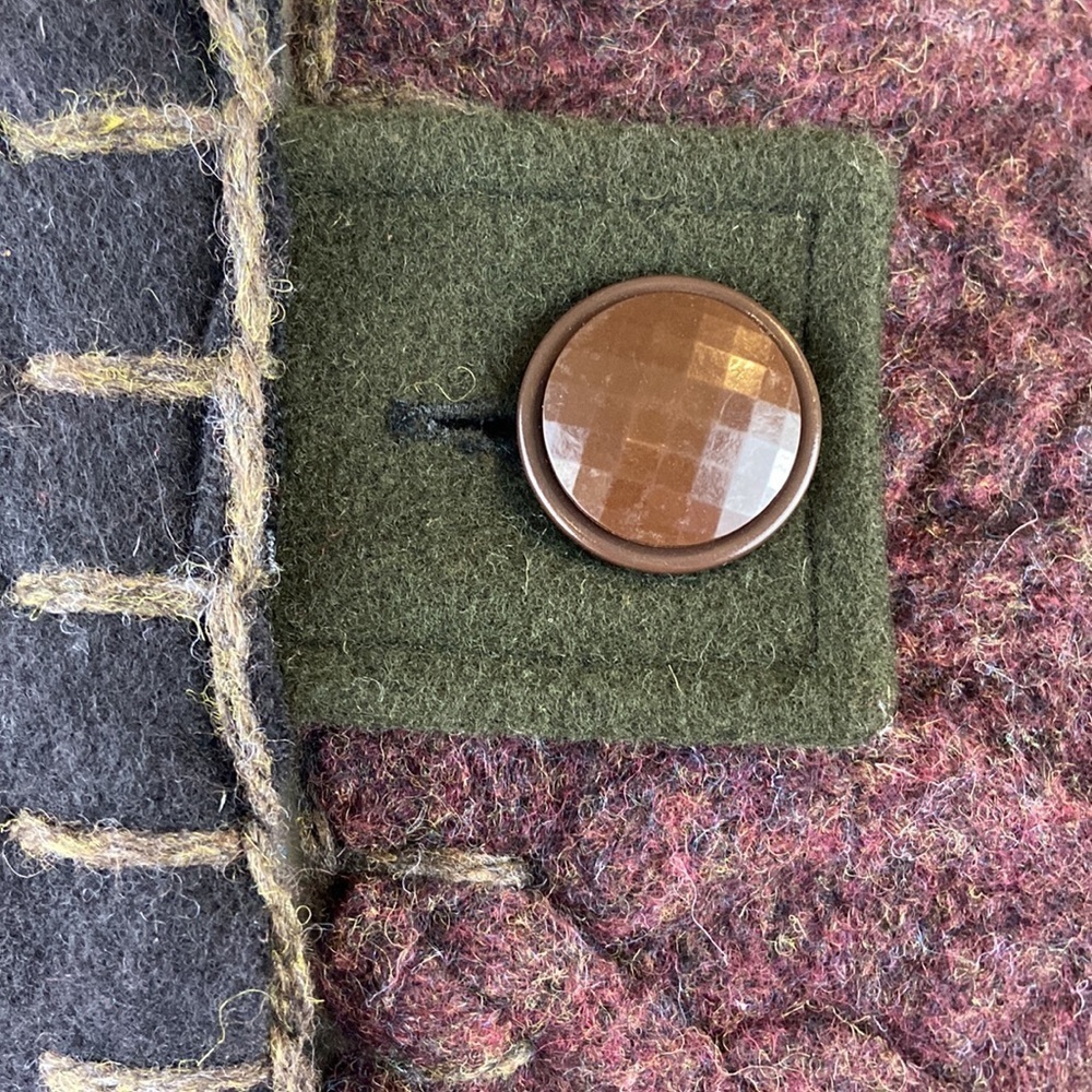 Mixed Patchwork Repurposed Wool Sweater Jacket Handmade by Baabaazuzu - Picture 7 of 16